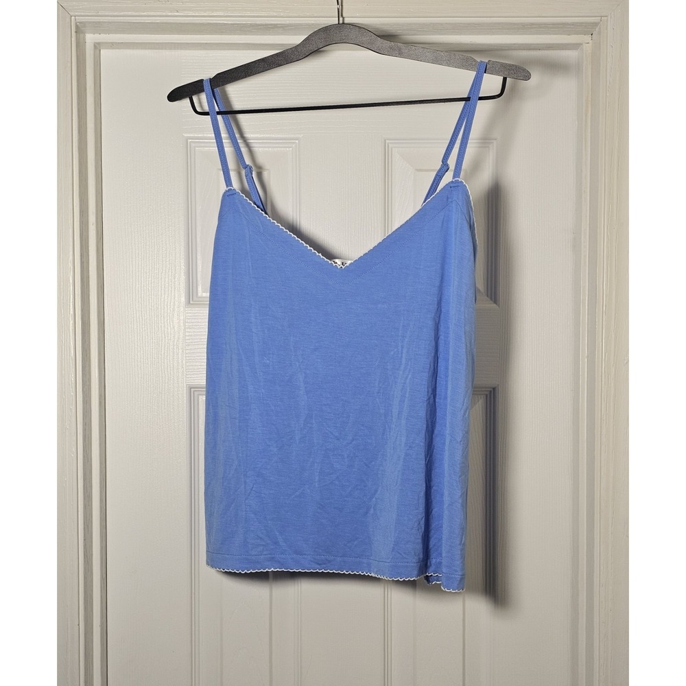 LAKE Modal Pajama Tank Top Women's Size‎ Medium Blue Scalloped Trim